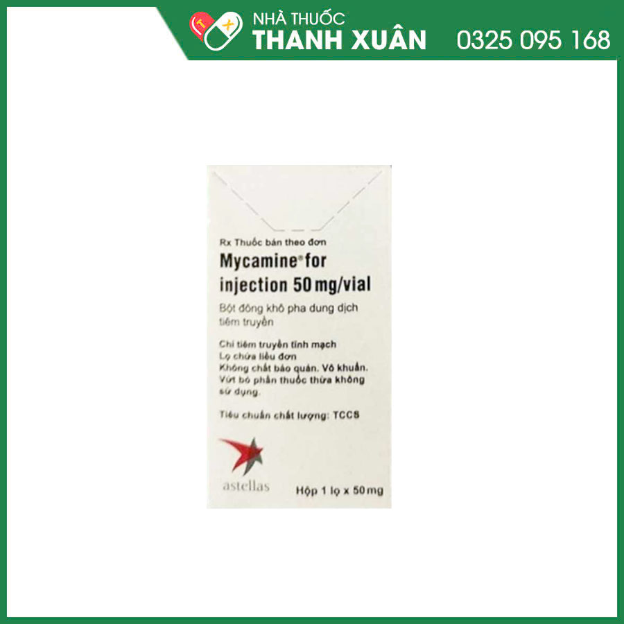 Mycamine for injection 50mg/vial thuốc điều trị hoặc điều trị dự phòng nhiễm bệnh nấm Candida